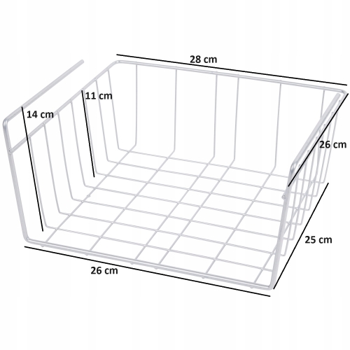KOSZ KOSZYK METALOWY PODWIESZANY ORGANIZER POD PÓŁKĘ 30x26x14cm SZARY 2 szt