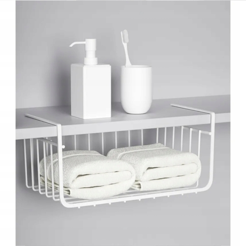 KOSZ KOSZYK METALOWY PODWIESZANY ORGANIZER POD PÓŁKĘ 30x26x14cm SZARY 2 szt