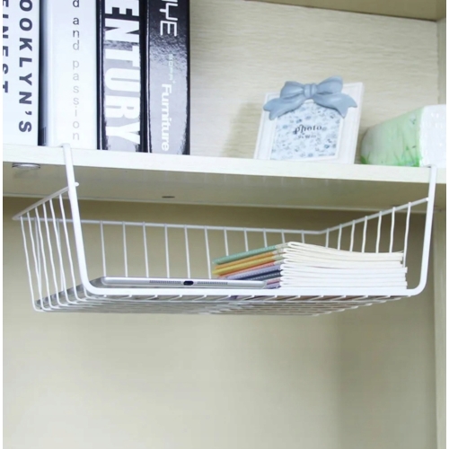 KOSZ KOSZYK METALOWY PODWIESZANY ORGANIZER POD PÓŁKĘ 30x26x14cm SZARY 2 szt