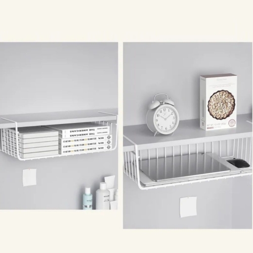 KOSZ KOSZYK METALOWY PODWIESZANY ORGANIZER POD PÓŁKĘ 30x26x14cm SZARY 2 szt