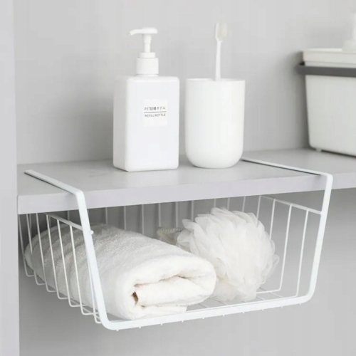 KOSZ KOSZYK METALOWY PODWIESZANY ORGANIZER POD PÓŁKĘ 30x26x14cm SZARY 2 szt