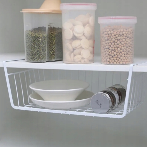 KOSZ KOSZYK METALOWY PODWIESZANY ORGANIZER POD PÓŁKĘ 30x26x14cm SZARY 2 szt