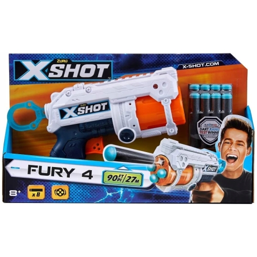 Pistolet Wyrzutnia Zuru Fury 4 X-SHOT Furry na 4 rzutki 16 strzałek