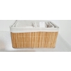 KOSZYK BAMBUSOWY Z MATERIAŁEM ORGANIZER PUDEŁKO POJEMNIK 20x15x14 cm MAŁY