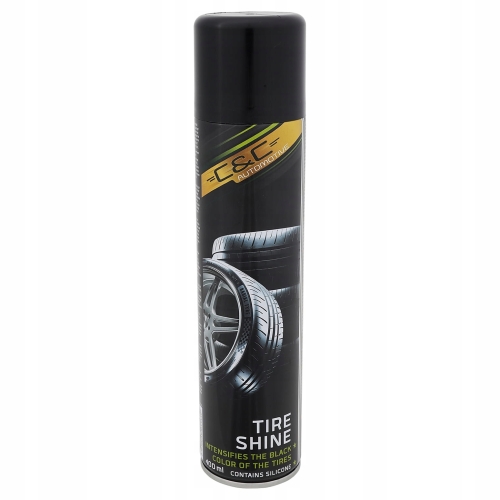 NABŁYSZCZACZ SPRAY CZARNA OPONA POLEROWANIE POŁYSK C&C AUTOMOTIVE 400 ML