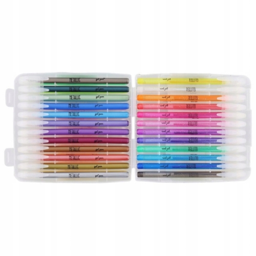 Długopisy żelowe kolorowe ETUI Neon Glitter Pastelowe Metaliczne 48 sztuk
