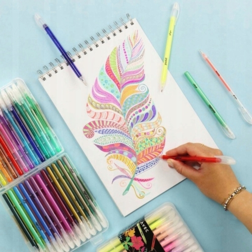 Długopisy żelowe kolorowe ETUI Neon Glitter Pastelowe Metaliczne 48 sztuk