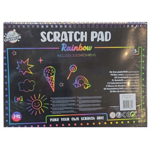 Wydrapywanka magiczny Blok A4 24 kartki + pióro do drapania TĘCZOWY RAINBOW
