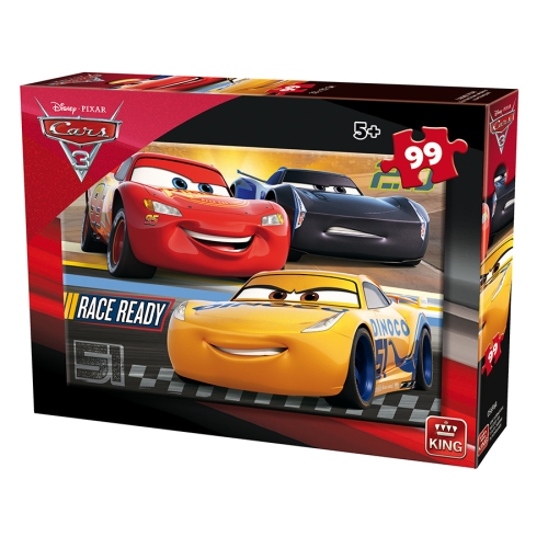 PUZZLE DLA DZIECI DISNEY PIXAR CARS 2 99 ELEMENTÓW KING RACE READY 5+