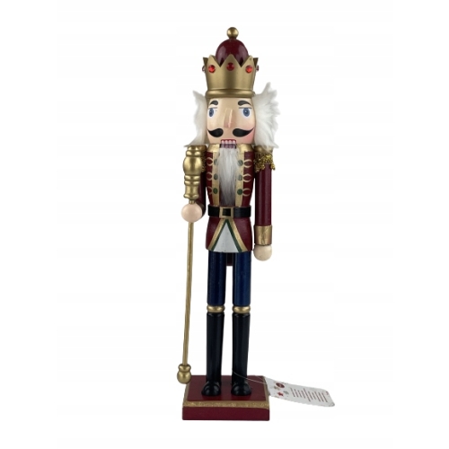 Dziadek do orzechów świąteczna drewniana figurka kolorowa DUŻA Król Berło