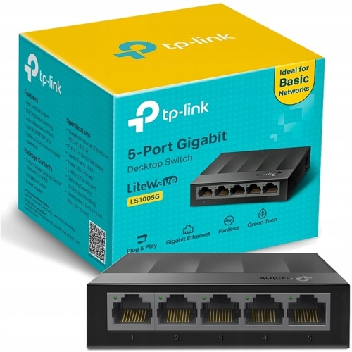 ENERGOOSZCZĘDNY SWITCH Tp-Link LS1005G 5x1GBit 1GB + zasilacz SZYBKI YAPPI