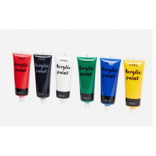 ZESTAW FARB AKRYLOWYCH duże tubki 6x100ml intensywne kolory profesjonalne
