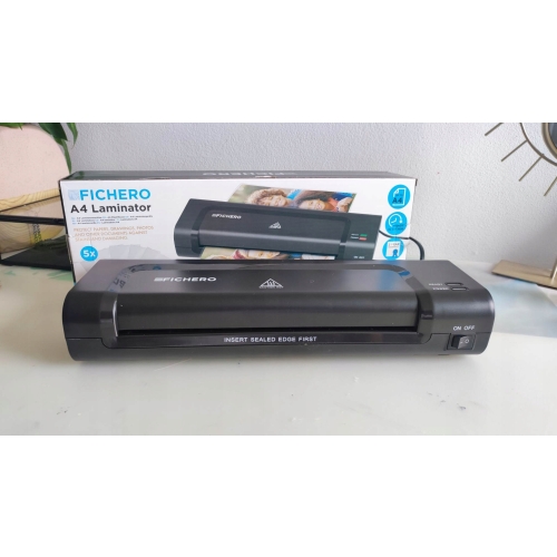 ZESTAW LAMINATOR FICHERO URZĄDZENIE DO LAMINOWANIA ZDJĘĆ A4 + 5 ARKUSZY A4