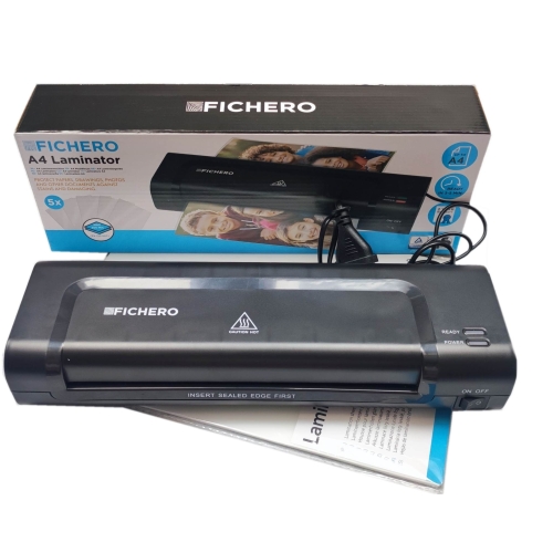 ZESTAW LAMINATOR FICHERO URZĄDZENIE DO LAMINOWANIA ZDJĘĆ A4 + 5 ARKUSZY A4