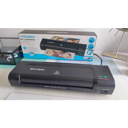 ZESTAW LAMINATOR FICHERO URZĄDZENIE DO LAMINOWANIA ZDJĘĆ A4 + 5 ARKUSZY A4