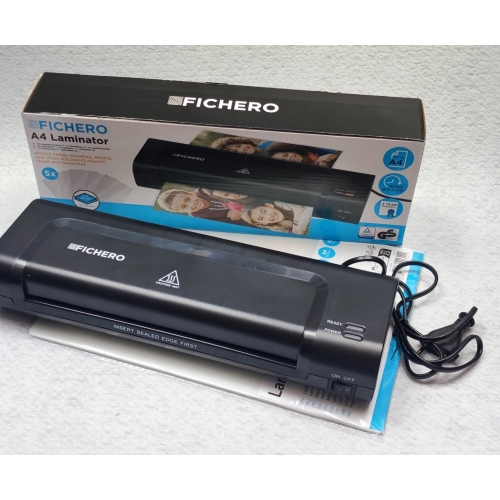 ZESTAW LAMINATOR FICHERO URZĄDZENIE DO LAMINOWANIA ZDJĘĆ A4 + 5 ARKUSZY A4
