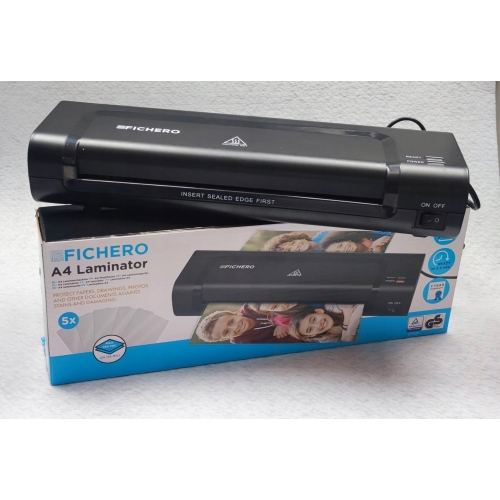 ZESTAW LAMINATOR FICHERO URZĄDZENIE DO LAMINOWANIA ZDJĘĆ A4 + 5 ARKUSZY A4