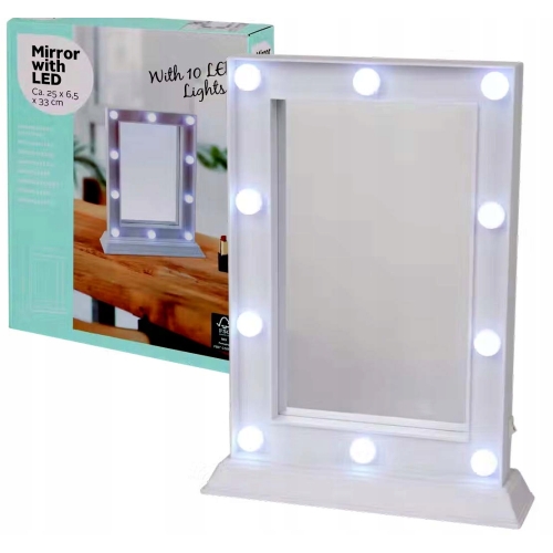 Lusterko z oświetleniem 10 LED Lights na stylowej podstawie 25 x 6,5 x 33cm