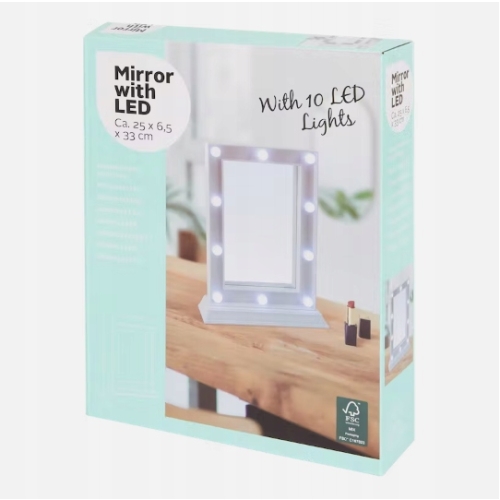 Lusterko z oświetleniem 10 LED Lights na stylowej podstawie 25 x 6,5 x 33cm