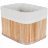 KOSZYK BAMBUSOWY Z MATERIAŁEM ORGANIZER PUDEŁKO POJEMNIK 20x15x14 cm MAŁY