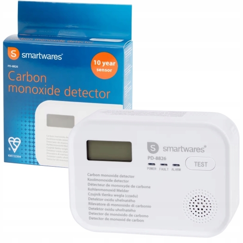 CZUJNIK CZADU TLENKU WĘGLA SMARTWARES PD-8826 SYRENA ALARMOWA BEZPRZEWODOWY