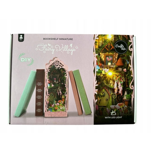MINIATUROWA PODPÓRKA DO KSIĄŻEK BIURO BAJKOWA WIOSKA Z OŚWIETLENIEM LED 3D