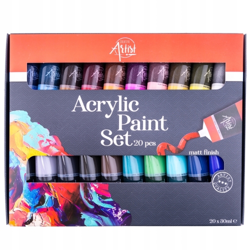 Farby akrylowe szybkoschnące na bazie wody wielokolorowe 20 szt.x 30 ml