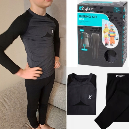 Komplet Bielizna Termoaktywna KAYTAN THERMO SET KIDS czarny rozmiar 134-140