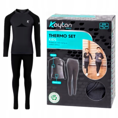 Komplet Bielizna Termoaktywna KAYTAN THERMO SET KIDS czarny rozmiar 134-140