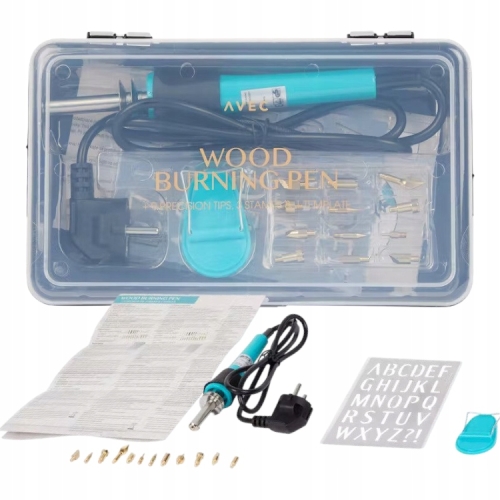 LUTOWNICA WYPALARKA GRZAŁKOWA DO DREWNA GRAWER 30W 220-240V+12 SZABLONÓW