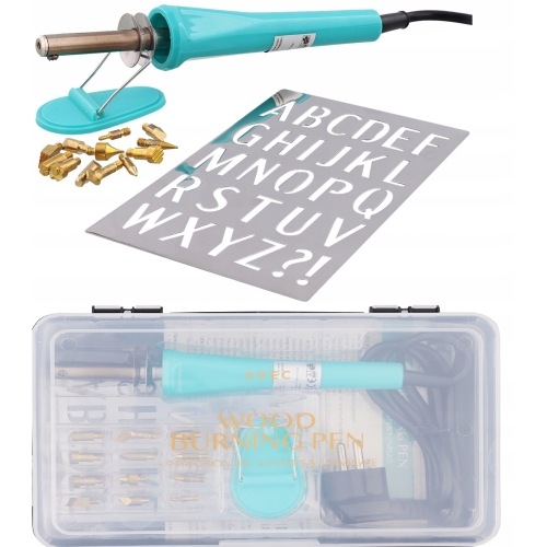 LUTOWNICA WYPALARKA GRZAŁKOWA DO DREWNA GRAWER 30W 220-240V+12 SZABLONÓW