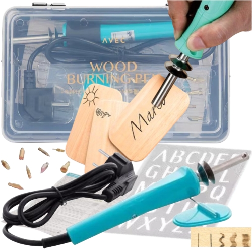 LUTOWNICA WYPALARKA GRZAŁKOWA DO DREWNA GRAWER 30W 220-240V+12 SZABLONÓW