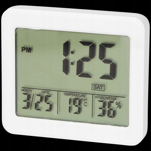 TERMOMETR HIGROMETR WEWNĘTRZNY NOR-TEC ZEGAREK DATA MAGNES LCD OKRĄGŁY czar