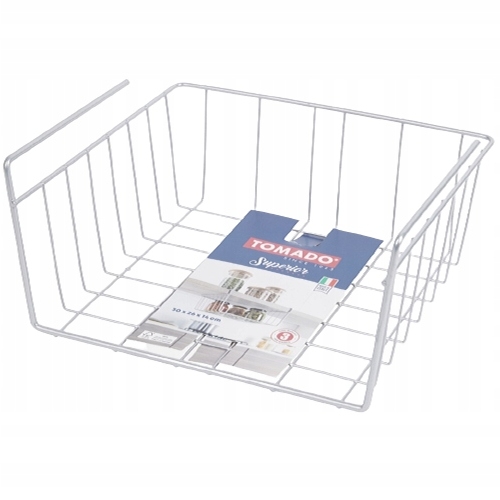 KOSZ KOSZYK METALOWY PODWIESZANY ORGANIZER POD PÓŁKĘ 30 X 26 X 14CM SZARY