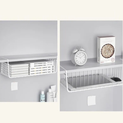KOSZ KOSZYK METALOWY PODWIESZANY ORGANIZER POD PÓŁKĘ 30 X 26 X 14CM SZARY