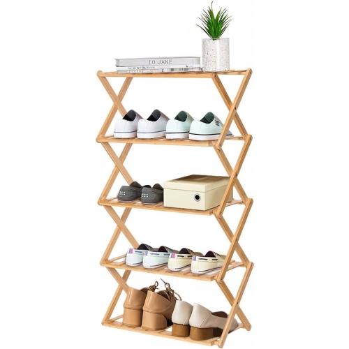 Bambusowa szafka stojak na buty Półka na doniczki 5 poziomowy 89 cm x 67 cm