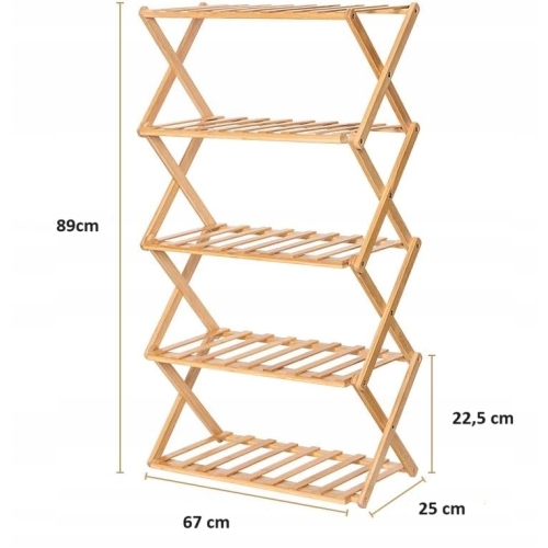 Bambusowa szafka stojak na buty Półka na doniczki 5 poziomowy 89 cm x 67 cm
