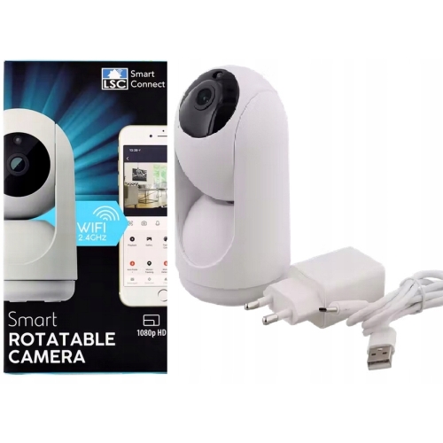 KAMERA OBROTOWA WEWNĘTRZNA WIFI FULL HD NIANIA ELEKTRONICZNA MICRO-SD BIAŁA