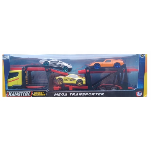 POJAZD Z PRZYCZEPĄ Z 3 WYŚCIGOWYMI SAMOCHODAMI TRANSPORTER Street Machines