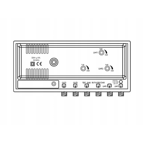 WZMACNIACZ SPACETRONIK SPA-V2U42X2 LTE analogowy+cyfrowy TV/FM 470-790MHZ