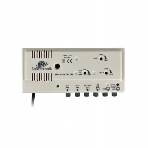 WZMACNIACZ SPACETRONIK SPA-V2U42X2 LTE analogowy+cyfrowy TV/FM 470-790MHZ