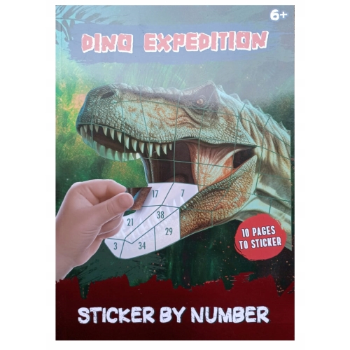 WYKLEJANIE PO NUMERACH NAKLEJKI DINO EXPEDITION SUPER DINOZAUR DLA DZIECI