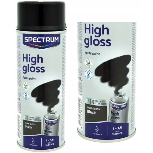 Szybkoschnący lakier akrylowy w sprayu uniwersalny High Gloss Czarny 400ml