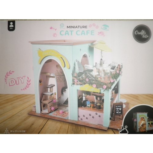 MINIATUROWY DOMEK DO SAMODZIELNEGO SKŁADANIA CAT CAFE KOCIA KAWIARNIA DIY