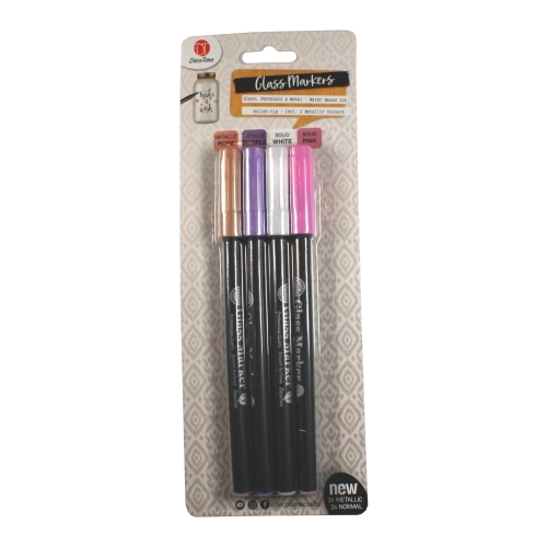 Markery do szkła na bazie wody rose purple white pink DecoTime 4 sztuki