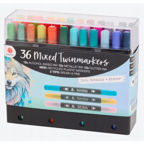 Markery Twin Marker DecoTime Alkohol Metallic Glitter 36 szt. LEW 175-120