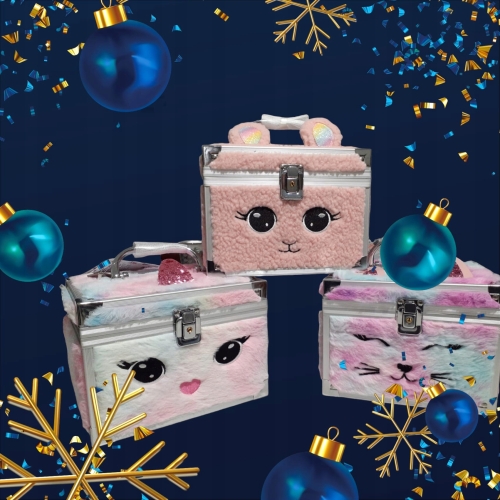 Kosmetyczka pluszowa Selfie Girls z lusterkiem z 4 akcesoriami na prezent 7