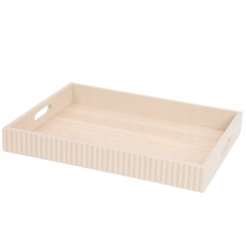 Drewniana taca z żebrowaną krawędzią do serwowania dekoracyjna 37 x 27 MDF.