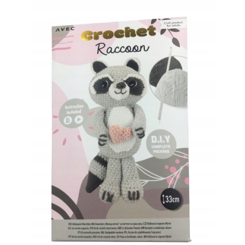 ZESTAW DO SZYDEŁKOWANIA WŁÓCZKA SZYDEŁKO IGŁA 33 cm MASKOTKA SZOP PRACZ