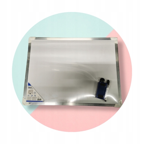 EDUKACYJNA TABLICA MAGNETYCZNA NA MAGNESY SUCHOŚCIERALNA 60 x 45 cm BIAŁA